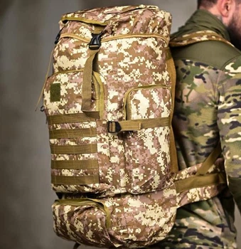 Тактичний рюкзак 70 л Оксфорд 600D для військових піксель