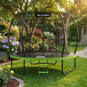 Батут садовий LEOBRO Premium Pro 10FT GREEN Батут спортивний 312 см з внутрішньою захисною сіткою для дому та вулиці дитячий