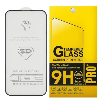 Защитное стекло 5D для Apple iPhone 14 Pro Max с черной рамкой
