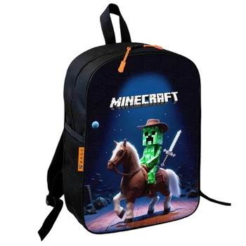 Рюкзак школьный детский 36х27смМайнкрафт Крипер на коне «Minecraft» с принтом для мальчика (00618)