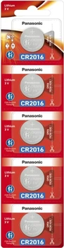 Батарейка Panasonic литиевая CR2016 блистер, 5 шт (CR-2016/5BE)