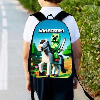 Рюкзак детский майнкрафт крипер на лошади "Minecraft" 34х27см, городской ранец для мальчика (00533)
