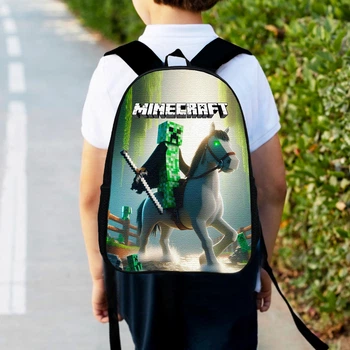 Рюкзак детский майнкрафт крипер на лошади "Minecraft" 34х27см, городской ранец для мальчика (00530)