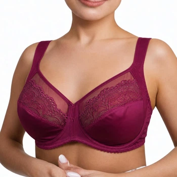Бюстгальтер Lanny mode тонкий кружевной 80 E бордовый 268