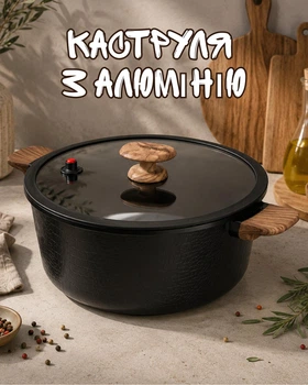 Кастрюля MGC 7.7 л Ø30 см с керамическим антипригарным покрытием / алюминиевая кастрюля со стеклянной крышкой / универсальная кастрюля для всех типов плит, черная