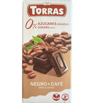 Шоколад черный без сахара и глютена Torras кофе 75 г