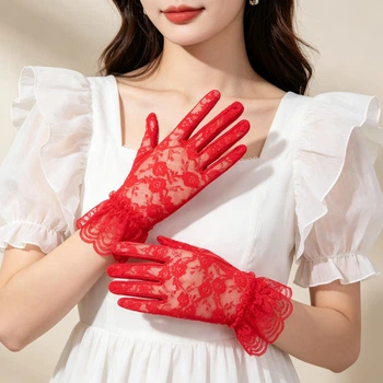 Мереживні рукавички honey fashion accessories s/m/l червоний (30к007)