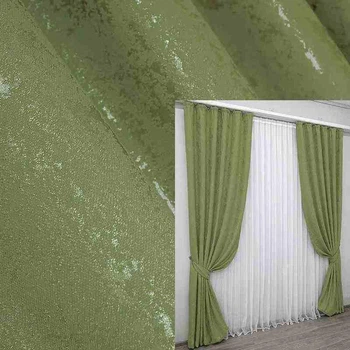 Комплект лляних штор мармур 150×270 см (2 шт) оливка