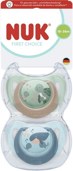 Пустышки Nuk First Choice Силиконовые Размер 3 18-36 месяцев Черепаха/Кит 2 шт (4008600447559)