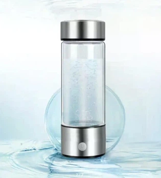 Бутылка генератора водной воды H2 450ml Glass Silver
