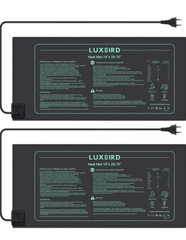LUXBIRD 2 шт. нагрівальний килимок для розсади, 10” x 20,75” — для пророщування насіння, IP67, MET стандарт