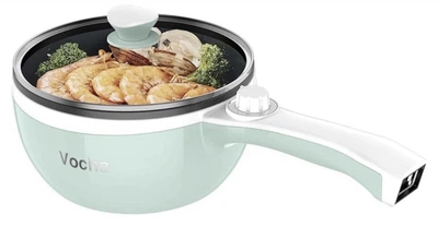 Vocha мини электрическая кастрюля Hot Pot 1,5 л, зеленая, многофункциональная, портативная, для супа, пасты, яиц