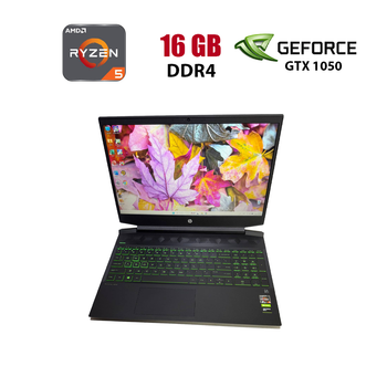 Ігровий ноутбук HP Pavilion Gaming 15-ec0013dx / 15.6" (1920x1080) TN / AMD Ryzen 5 3550H (4 (8) ядер по 2.1 - 3.7 GHz) / 16 GB DDR4 / 256 GB SSD / nVidia GeForce GTX 1050, 3 GB GDDR5, 96-bit / WebCam / Win 11 Pro б/в