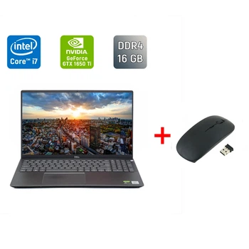 Ігровий ноутбук Б-клас Dell Vostro 7500 / 15.6" (1920x1080) IPS / Intel Core i7-10750H (6 (12) ядер по 2.6 - 5.0 GHz) / 16 GB DDR4 / 512 GB SSD / nVidia GeForce GTX 1650 Ti, 4 GB GDDR6, 128-bit / TouchID / WebCam / Windows 10 б/в + Подарунок Миша / USB