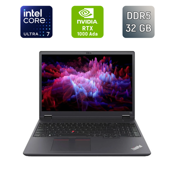 Мобільна робоча станція Lenovo ThinkPad P16v Gen2 / 16" (1920x1200) IPS / Intel Core Ultra 7 155H (16 (22) ядер по 1.4 - 4.8 GHz) / 32 GB DDR5 / 1000 GB SSD / nVidia RTX 1000 Ada, 6 GB GDDR6, 96-bit / WebCam б/в