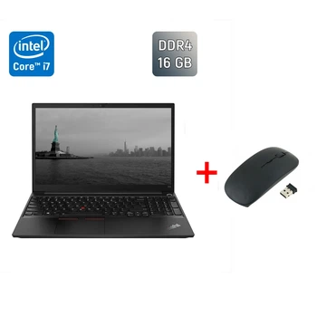 Ноутбук Б-клас Lenovo ThinkPad E15 / 15.6" (1920x1080) IPS / Intel Core i7-10510U (4 (8) ядра по 1.8 - 4.9 GHz) / 16 GB DDR4 / 512 GB SSD / Intel UHD Graphics / WebCam / Windows 10 б/в + Подарунок Бездротова миша / USB