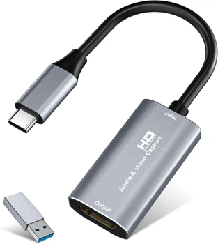 Карта видеозахвата VIXLW Video Capture Card, 4K HDMI для USB A/Type-C, 2K@30Hz, 1080P@60Hz, silver
