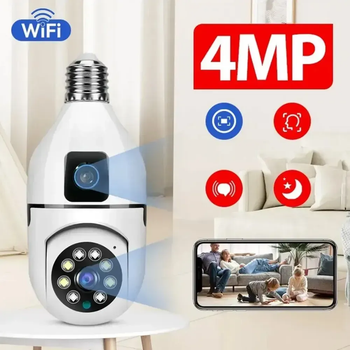 Камера відеоспостереження в патрон E27, Wi-FI 4МР, IP66 / Панорамна IP камера лампочка Sq02 (L)