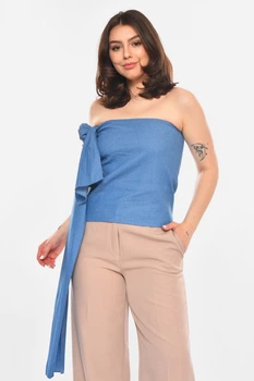Топ жіночий однотонний синього кольору Fashion розмір 44 (213671)