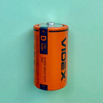 Батарейка 1.5V Videx R20 (тип D) солевая для фонарей и газовых колонок