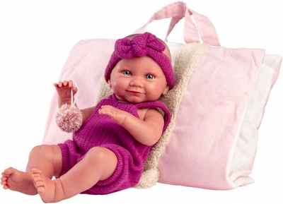 Lalka bobas winylowa Llorens Nica w różowym śpiworku 40 cm (73812)