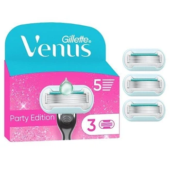 Картриджі змінні для гоління жіночі (леза касети) Venus Extra Smooth Party Edition 3 шт.