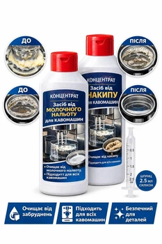Комплект засобів для догляду за кофемашиною з ручним капучінатором.