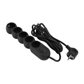 Подовжувач мережевий 5 розеток 3 метри 2E Plus Power Extension 5 Type F 3m 10A Black