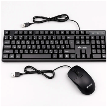 Комплект клавиатура и мышь 104 клавиши проводное USB для ПК AURAFLOW M-500 черный RGB