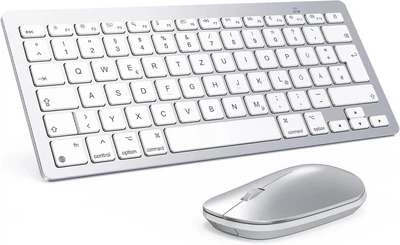 Комплект беспроводные клавиатура и мышка OMOTON Bluetooth для Mac QWERTZ серебристый