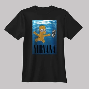 Мужская футболка LOYS Барт Симпсон Nirvana арт LO09164 goodreclama Черный M