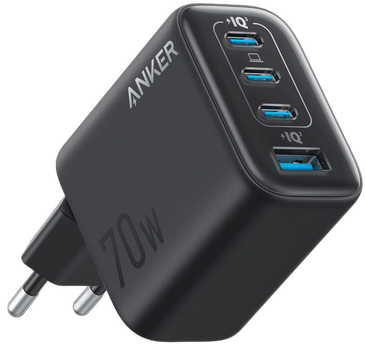 Мережевий зарядний пристрій Anker Charger - 70W, 3xUSB-C PD 3.0 & 1xUSB-A Black (A121CG11)