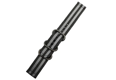 Ремешок для часов 18 мм, Bros Design Nylon серо-черный нейлоновый тканевый в комплекте с ушками (BDN18B-19)