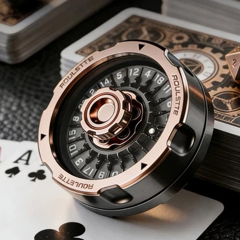 EDC Фіджет іграшка D20 РУЛЕТКА КАЗІНО YIJOO з шариком спінер слайдер магнітний Fidget Toy антістрес для настільних ігор DnD (чорно-мідний)