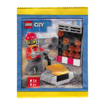 Конструктор Lego Фигурка Builder with Plate Compactor and Flashing Arrow Sign Paper Bag City 952510 cty1936