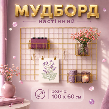 Мудборд для фото и декора WUW 100×60 см золотой настенный органайзер-сетка доска желаний для заметок декора и планирования