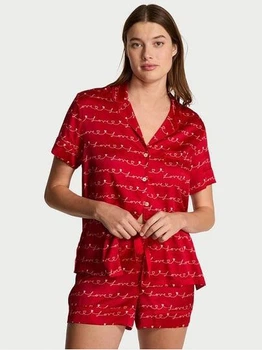 Пижама (рубашка + шорты) женская Victoria's Secret 27179067 XS Красная (2321697159591)