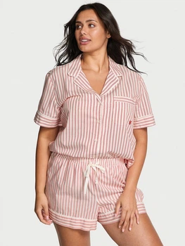 Піжама (сорочка + шорти) жіноча бавовняна Victoria's Secret 27161199 XS Білий/Рожевий (28977617831)