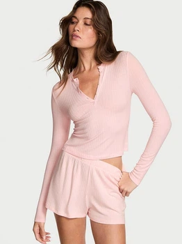 Пижама (лонгслив + шорты) женская Victoria's Secret 27161061 M Розовая (3989177154235)