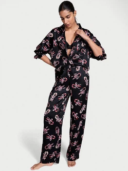 Пижама (рубашка + штаны) женская Victoria's Secret 27162228 XS Черная (2879876695691)