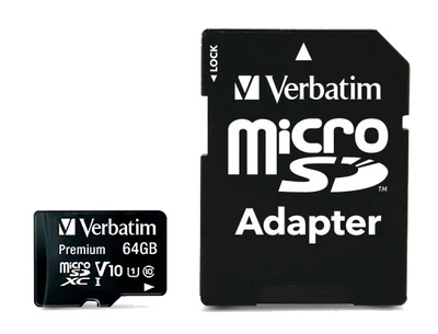 Карта пам'яті microSD 64Gb Verbatim Premium Class 10 UHS-I V10 U1 + адаптер SD (44084)