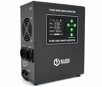 ДБЖ з правильною синусоїдою Europower EPWM-MPS-2500/24 (1800 Вт) 5/10/15/20/30А, під зовнішню АКБ 24В (AGM/GEL/LFP), кріплення на стіну. Q1