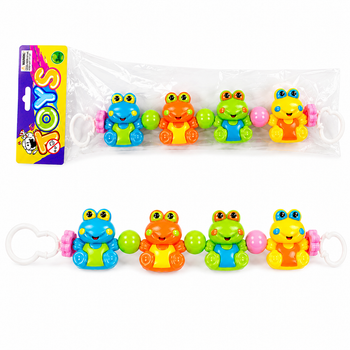 Подвеска-погремушка Baby Toys Лягушата на эластичной веревке для коляски и кроватки