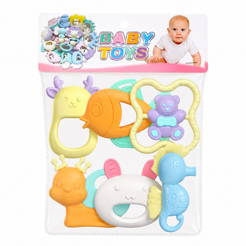 Набор погремушек и прорезывателей для новорождённых Baby Toys (6 шт)