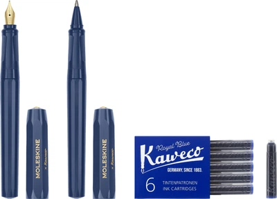 Набор Moleskine Kaweco Sapphire Blue Перьевая ручка + Шариковая ручка + 6 картриджей синие (8056598854985)