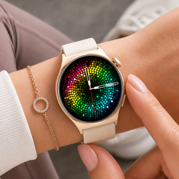 Розумний смарт годинник Smart Watch 4you SPACE круглий екран 1.43" AMOLED з функцією дзвінків перегляд повідомлень PURE GOLD