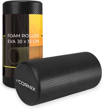 Массажный ролик Cornix EVA+ 30 x 15 см (валик, роллер) Black (XR-0300)