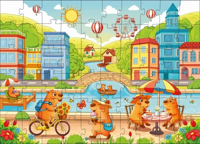 Игра-головоломка Пазл 32*33см Капибара в большом городе 60эл LP60-008