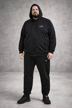 Весенний мужской спортивный костюм БАТАЛ двухнить 58 (4XL) Черный