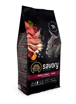 Сухой корм Savory Steril Fresh Turkey and Duck для стерилизованных кошек с индейкой и уткой 400 г